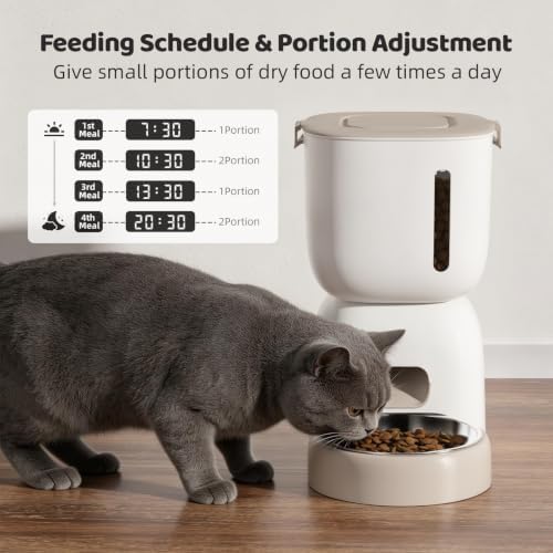 SARPAWS WiFi Automatic Cat Feeder and Water Fountain Set, App Control Smart Pet Food Dispenser with 304 Stainless Steel Bowl, 3L Feeder & 2L Quiet Waterer, 10s Voice Recorder, Dual Power, Secure Lock