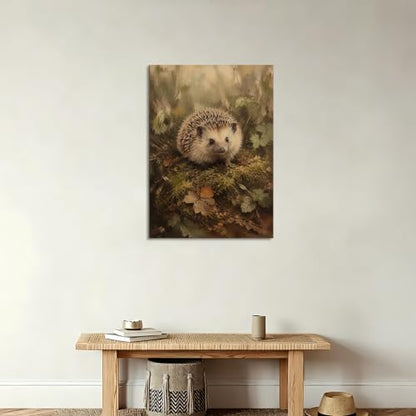 Hedgehog Canvas Wall Art 12x16 Inch, Framed Wall Art for Living Room