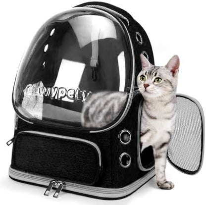 Cawypety Cat Backpack Carrier Large Space Bubble Backpack up to 12lbs Black