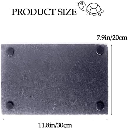 kathson Reptile Basking Platform (7.9 x 11.8 inches), Natural Rock Plate Turtle Food Bowl Feeding Dish Resting Terrace Habitat Decor for Tortoise Turtle Lizard Bearded Dragon Crested Gecko Snake