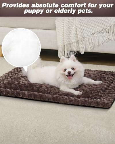 Exsnugy Washable Dog Bed Mat Large Size Fluffy Pet Crate Pad 42x28 XL
