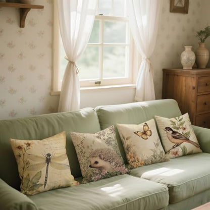 Vintage Animals Pillow Covers 18”x18”, Linen Pillowcases
