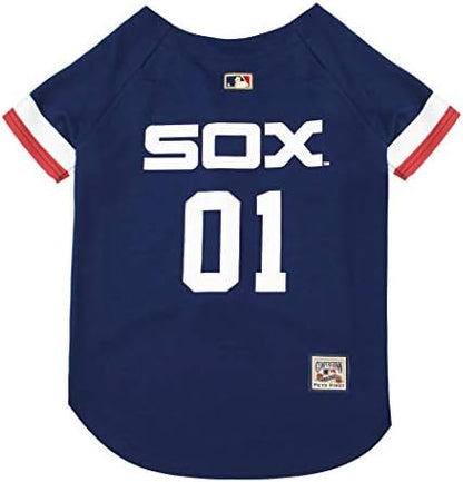 MLB Chicago White SOX Vintage Throwback Jersey for Dogs & Cats in Team Color. Comfortable Polycotton Material, Large