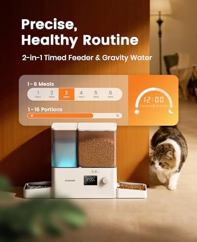 oneisall Automatic Cat Feeder and Water Dispenser, 36Cups/8.5L