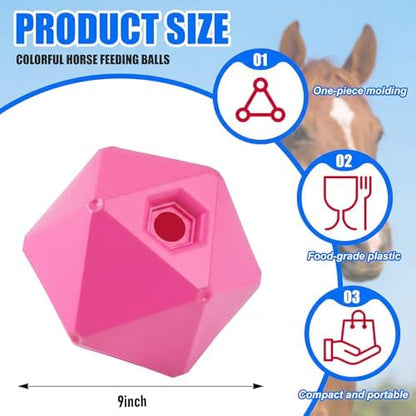 Seenelling 1 Pack Horse Treat Ball, 9" Feeder Toy for Horses, Pink