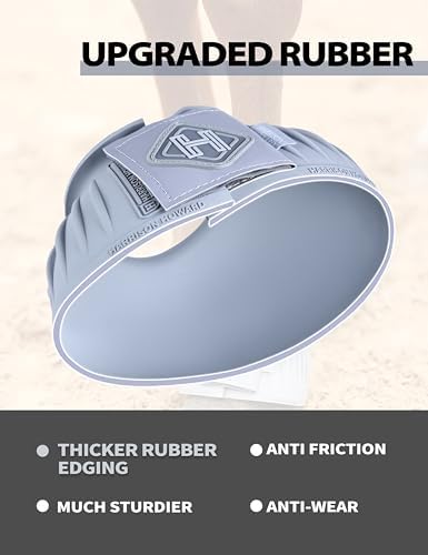 Harrison Howard Rubber Bell Boots for Horses, Hoof Overreach Protection for Horses, w/Upgraded Leather Touch Tape