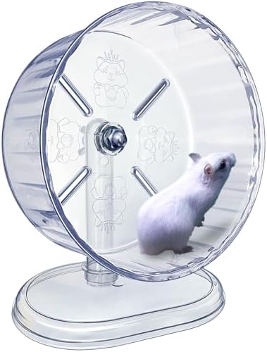lazYYzal Silent Hamster Wheel, Super-Silent Hamster Exercise Wheels Accessories, Quiet Running Wheels, Adjustable Stand for Hamsters Mice Or Other Small Animals (White, Ф 8.3 inch)