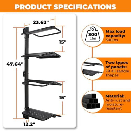Sidasu 4 Tier Saddle Rack Wall Mount Detachable, Heavy Duty Saddle Stand