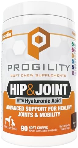 Progility Hip & Joint Glucosamine Supplement for Dogs, Chondroitin & MSM