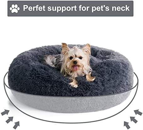 WNPETHOME Small Round Calming Dog Bed Cat Bed for Comfy Sleep
