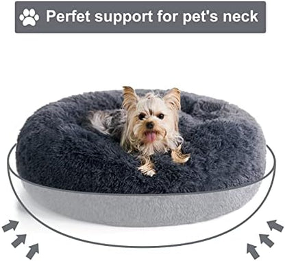 WNPETHOME Small Round Calming Dog Bed Cat Bed for Comfy Sleep