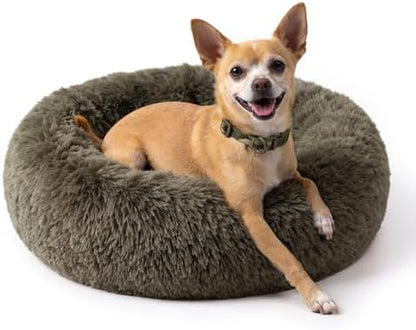 nononfish Donut Dog Bed for Small Dogs,Cozy Round Calming Pet Bed