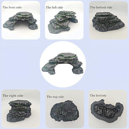 Reptile Hideouts,Resin Reptile Cave Habitat for Leopard Geckos, Lizards, Turtles, Snakes and Amphibians. (Reptile Platform, Large)