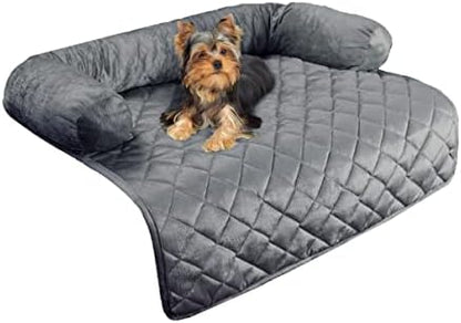 Couch Cover for Dogs - 30x30.5 Water-Resistant Pet Furniture Protector with Memory Foam Bolster and Quilted Fabric - Pet Supplies by PETMAKER (Gray)