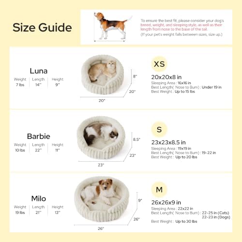 Bedsure ComfyFleece™ Washable Cute Large Cat Bed,Soft Round Puppy Bed,23in