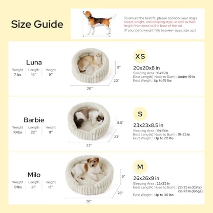 Bedsure ComfyFleece™ Washable Cute Large Cat Bed,Soft Round Puppy Bed,23in