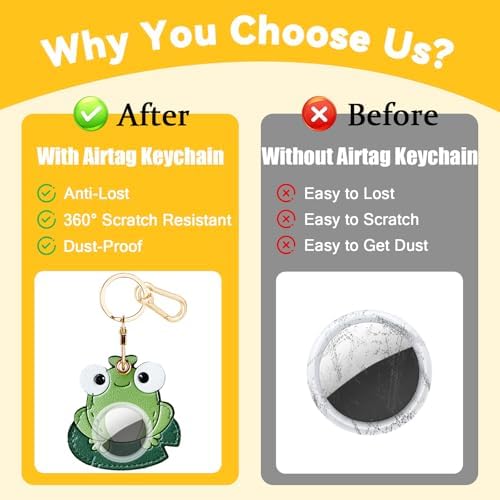 Leather Keychain Holder Case for AirTag, Cute Protective Cover for Apple Airtag KeyChain, GPS Tracker Item Finder