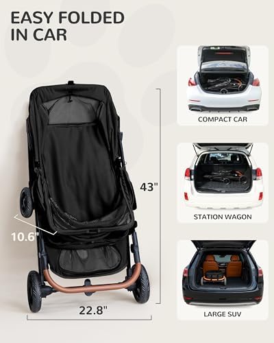 Dog Stroller for Large & Medium Dogs (20–132 lbs), for 2 Small Dogs