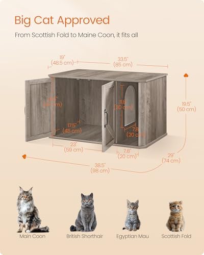 Feandrea Double Cat Litter Box Enclosure for 2 Cats, Front Entry