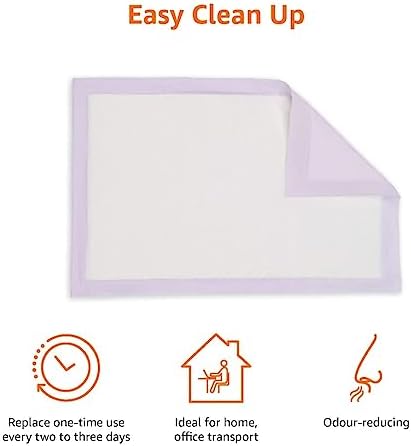 Amazon Basics Cat Pee Pads, Super Absorbent, Odor Control, Unscented, Universal Fit for Litter Box, Disposable, White/Purple, 100 Count