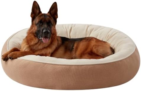45 inch Soft Touch Fleece Donut Dog Bed for Extra Large Dogs,Brown