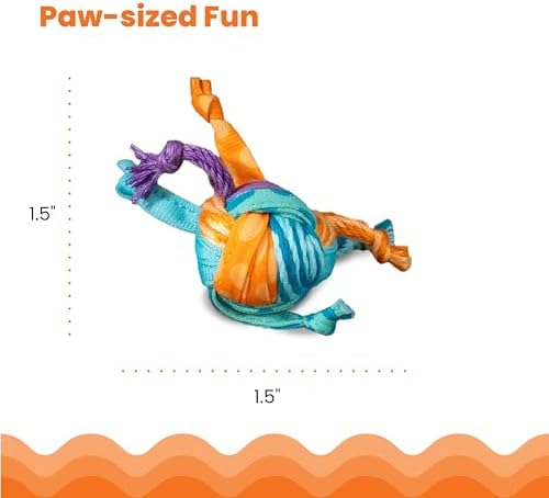 Catstages Catnip Tons of Tails – Interactive Catnip Dental Chew Toy for Cats with Rope, Ribbon & Cotton for Batting, Chasing & Chewing