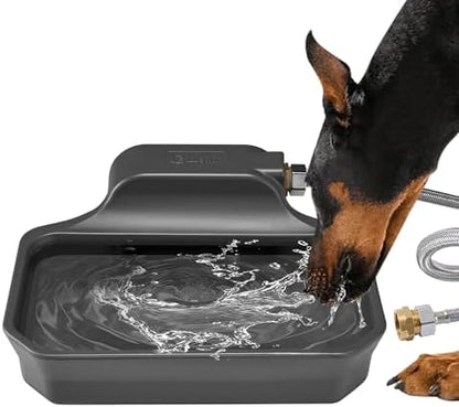 PETIMI Automatic Dog Water Dispenser, 1 Gallon Auto-Fill Dog Water Bowl Dispenser for Indoor/Outdoor, Large Water Feeder for Pets & Livestock, Fits GHT 3/4" Faucet, BPA Free, Easy to Clean, Gray