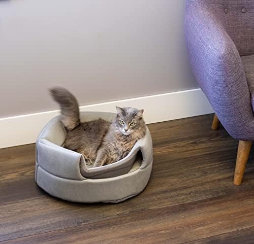 BIRDROCK HOME 2 in 1 Pet Bed for Cats or Small Dogs - Cozy Cat Cave or Plush Dog Bed - Indoor Teepee House for Pets (16 Inch Wide, Grey)
