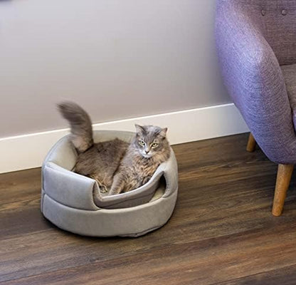 BIRDROCK HOME 2 in 1 Pet Bed for Cats or Small Dogs - Cozy Cat Cave or Plush Dog Bed - Indoor Teepee House for Pets (15 Inch Wide, Grey)