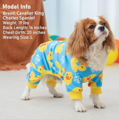 KYEESE Velvet Dog Pajamas for Small Dogs Soft Onesie Shirt, Rubber Duck