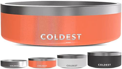 Coldest Dog Bowl - Anti Rust Metal, Non Slip, 3 Layers Insulated Stainless Steel Dog Bowls - Spill Proof & Heavy Duty - Water Bowl for Dogs, Cats & Pets, Dish Washer Safe (42 oz,Candy Red Glitter)