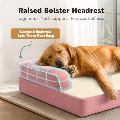MEKIY Orthopedic Washable Dog Bed with Bolster for Medium to Large Dogs
