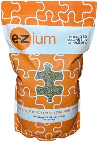 EZium Chelated Magnesium Supplement for 30-Day Supply- Horse Supplements Support Muscle Function, Focus & Recovery- Calming Equine Supplement Reduces Stress & Improves Behavior- 9.5 Lb. Resealable Bag