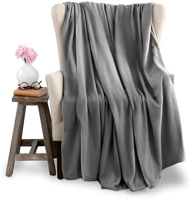 Soft Microfleece Blanket | Queen Size | All-Season Comfort | Super Soft Lightweight Throw | Plush for Bed, Couch, or Travel | Pet-Friendly | Gray