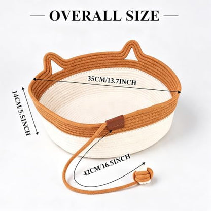 Large Instinct Basket, Stimulicat Handwoven cat Basket Rope Cotton Eliminates Bed Rejection Round Pet Basket, Boho Catbed for Cats Handwoven