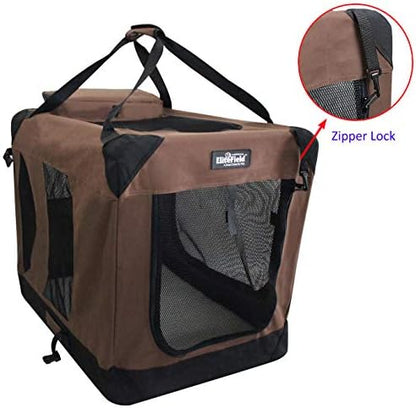 EliteField 3-Door Soft Dog Crate with Bed & Carrying Bag (2-Year Warranty)