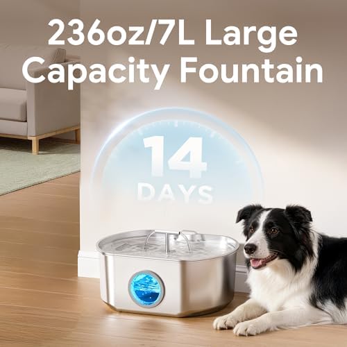 Cat Water Fountain Stainless Steel - 7L/236oz Cat Drinking Fountain