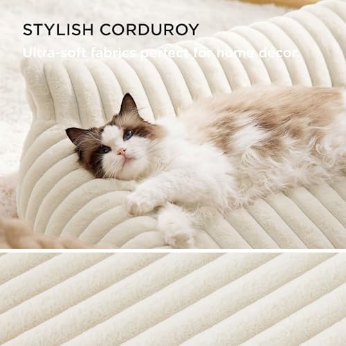 Bedsure ComfyFleece™ Shown on TV Cute Dog Couch for Medium Dogs,36in Cream