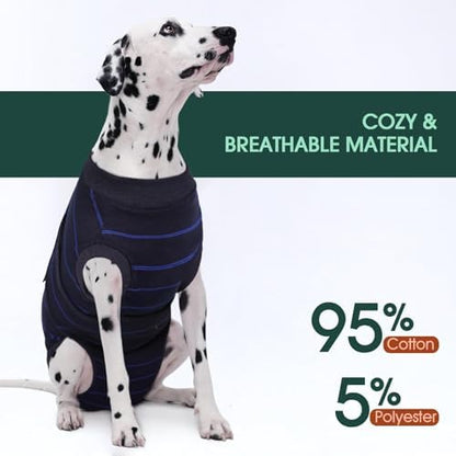 Kuoser Dog Surgery Recovery Suit, Soft Breathable Dog Recovery Suit for Female Spay Male Nueuter, Anti Licking Puppy Onesie Pet Surgical Suit for Dogs Abdominal Wounds Skin Disease, Blue Strips XS