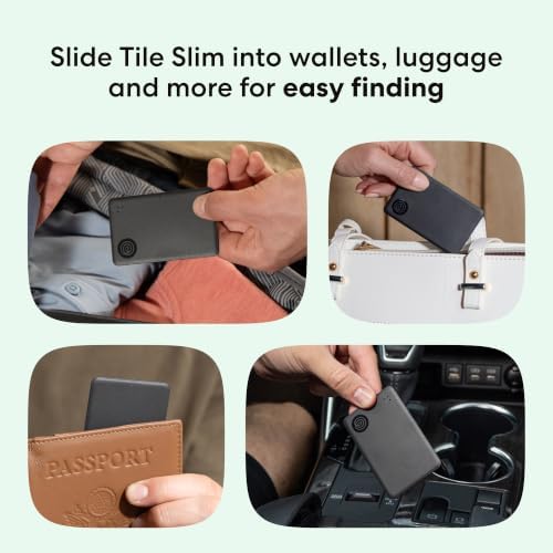 Life360 Tile Slim - Wallet Finder, Bluetooth Tracker and Item Locator for Luggage Tags, Passports and More. Both iOS and Android Compatible. Phone Finder. 1-Pack (Black)