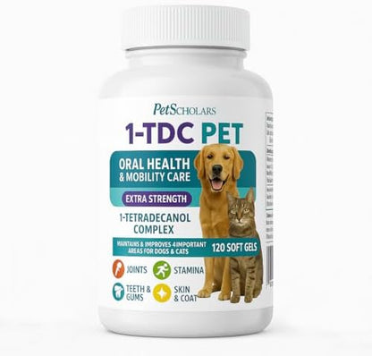 1TDC Dental & Joint Health Softgel Supplement for Dogs & Cats, Supports Oral Health, Stamina, Mobility, Muscle Strength & Recovery, Maintains Skin & Coat Health of Pets (120 Soft Gels)
