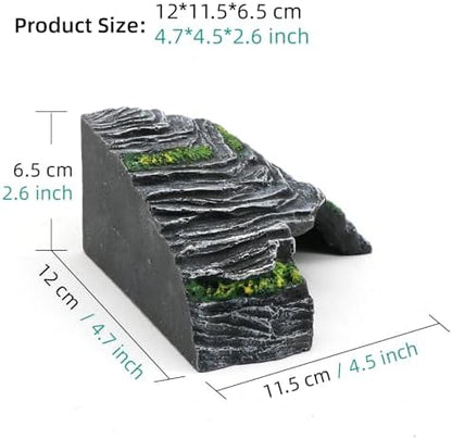 Small Turtle Basking Platform Climbing Ramp Shale Scape Step Ledge, Reptile Cave Hideout Aquarium Tank Accessories Decorations, Great for Reptiles, Amphibians, Leopard Gecko, Frogs