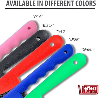 Jeffers 2 in 1 Horse Hoof Pick & Brush Combination Tool, 4" handle - Green