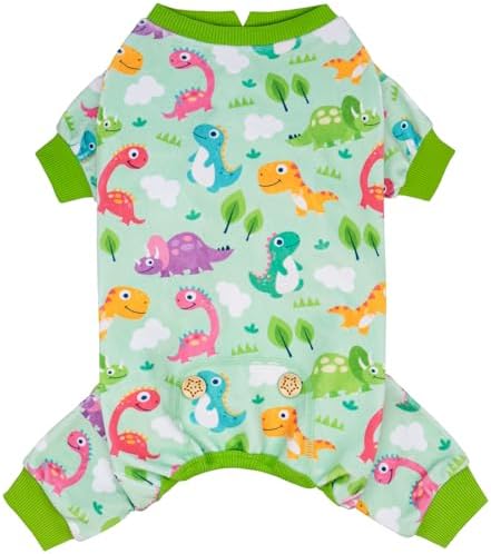 KYEESE Velvet Dog Pajamas for Small Dogs Soft Onesie Shirt, Dinosaurs
