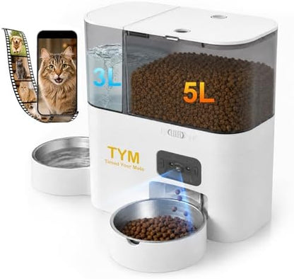 Automatic Cat Feeder with Camera and Water Dispenser, 5G WiFi App Control