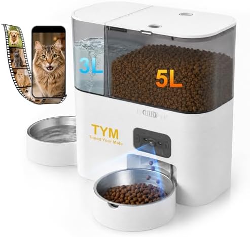 Automatic Cat Feeder with Camera and Water Dispenser, 5G WiFi App Control
