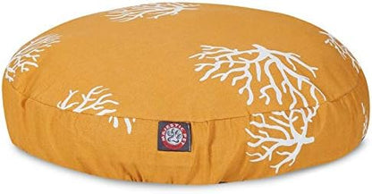 Yellow Coral Large Round Indoor Outdoor Pet Dog Bed With Removable Washable Cover By Majestic Pet Products