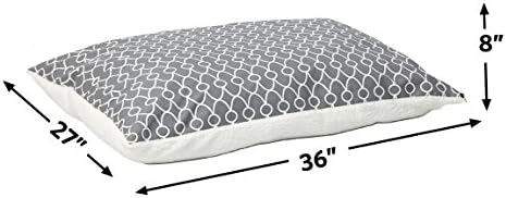 MidWest Homes for Pets Quiet Time Teflon Gray Pillow Dog Bed 36x27, 27 x 36, Medium Dog Breed, Gray Geometric Pattern