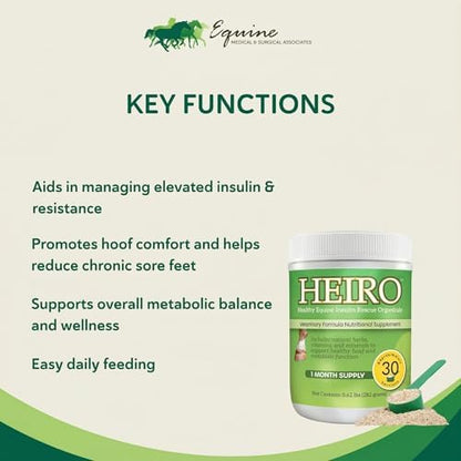 HEIRO Healthy Equine Insulin Rescue Nutritional Supplement for Horses, Natural Herbal Blend with Magnesium & Vitamin E, Supports Normal Metabolic Function & Hoof Comfort, 30 Servings, 30-Day Supply