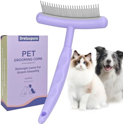 Stainless Steel Pet Dematting Deshedding Brush,Pet Grooming Tool(Purple)